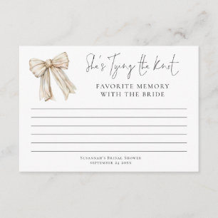 Favorite Memory With Bride Cream Bow Bridal Shower Card