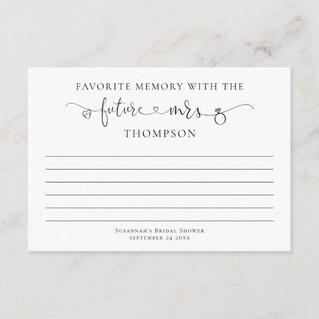 Favorite Memory With Future Mrs Bridal Shower Card (Front)