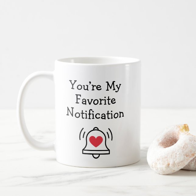 Favorite Notification Modern Bell Black & Red Coffee Mug (With Donut)