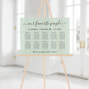 Favorite People 10 Table Sage Wedding Seating Acrylic Sign