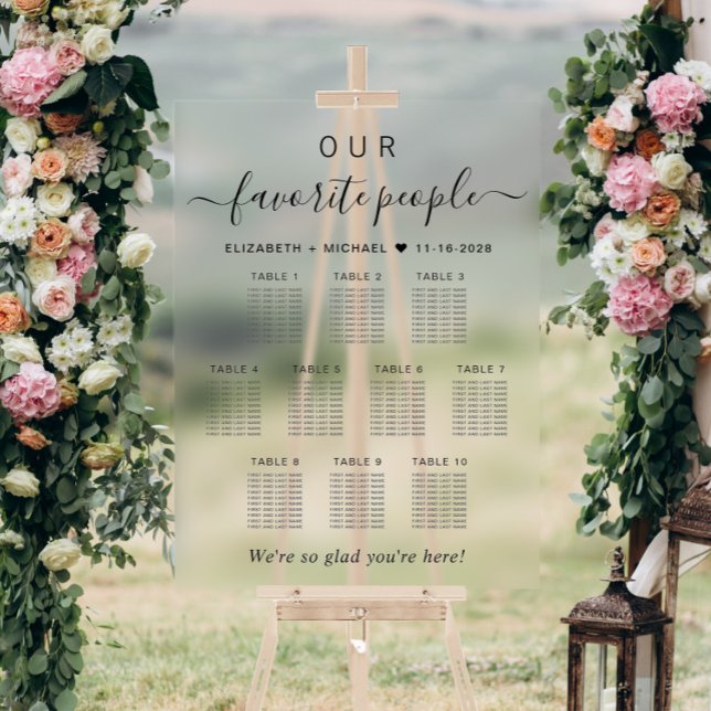 Favorite People 10 Table Wedding Seating Acrylic Sign (Creator Uploaded)