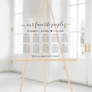Favorite People 10 Table Wedding Seating Acrylic Sign