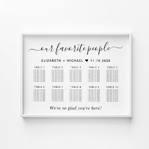 Favorite People 10 Table Wedding Seating Chart