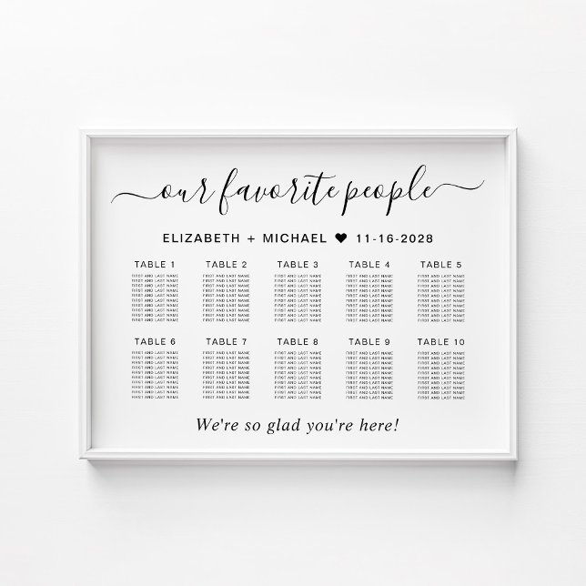 Favorite People 10 Table Wedding Seating Chart (Creator Uploaded)