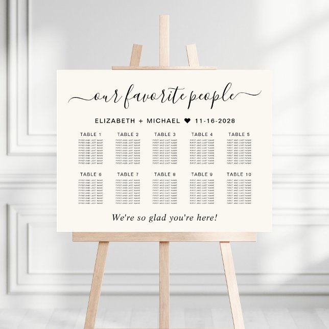 Favorite People 10 Table Wedding Seating Chart Foam Board (Creator Uploaded)