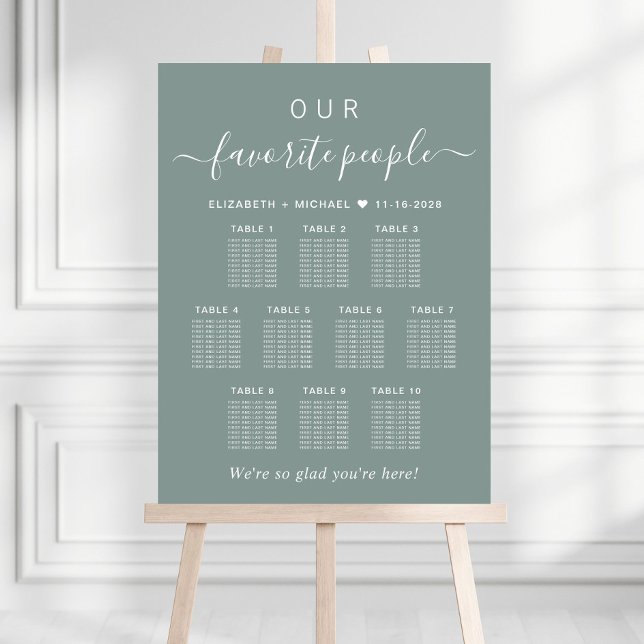 Favorite People 10 Table Wedding Seating Chart Foam Board (Creator Uploaded)