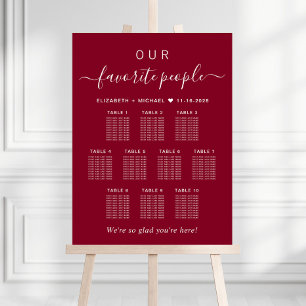 Favorite People 10 Table Wedding Seating Chart Foam Board