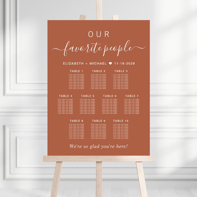 Favorite People 10 Table Wedding Seating Chart Foam Board (Creator Uploaded)