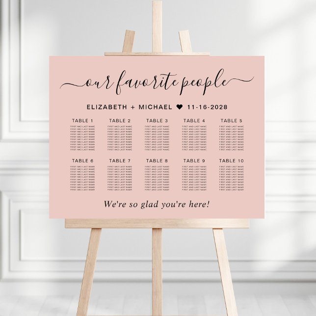 Favorite People 10 Table Wedding Seating Chart Foam Board (Creator Uploaded)