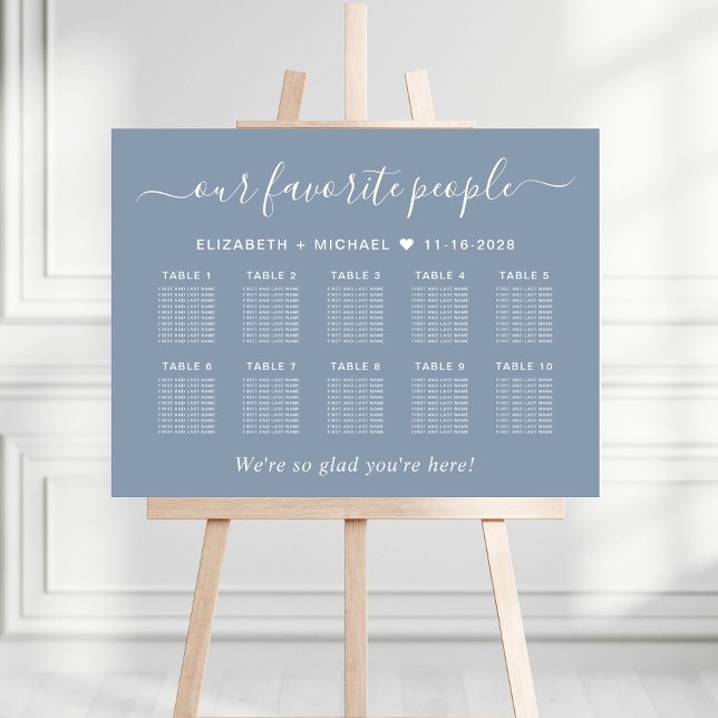 Favorite People 10 Table Wedding Seating Chart Foam Board (Creator Uploaded)