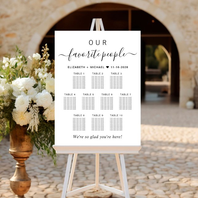 Favorite People 10 Table Wedding Seating Chart Foam Board (Creator Uploaded)