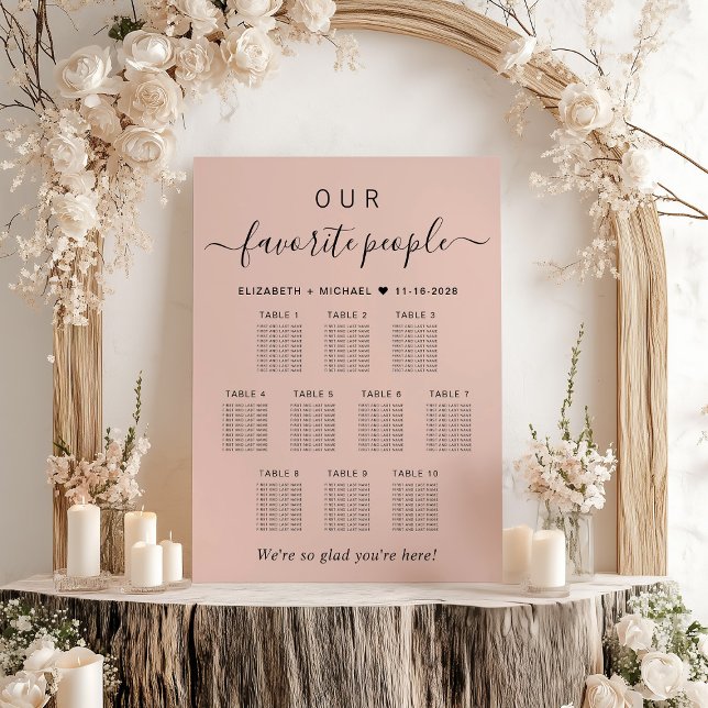 Favorite People 10 Table Wedding Seating Chart Foam Board (Creator Uploaded)