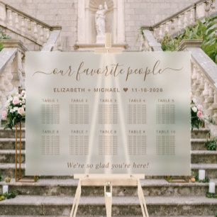 Favorite People 10 Table Wedding Seating Frosted Acrylic Sign