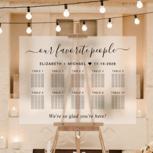 Favorite People 10 Table Wedding Seating Frosted Acrylic Sign