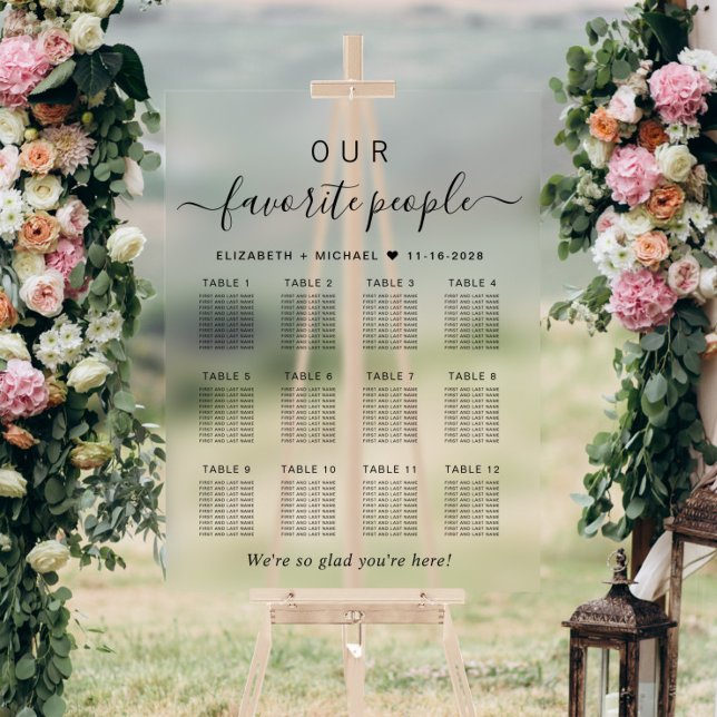 Favorite People 12 Table Wedding Seating Acrylic Sign (Creator Uploaded)