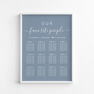 Favorite People 12 Table Wedding Seating Chart