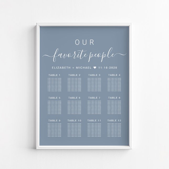 Favorite People 12 Table Wedding Seating Chart (Creator Uploaded)