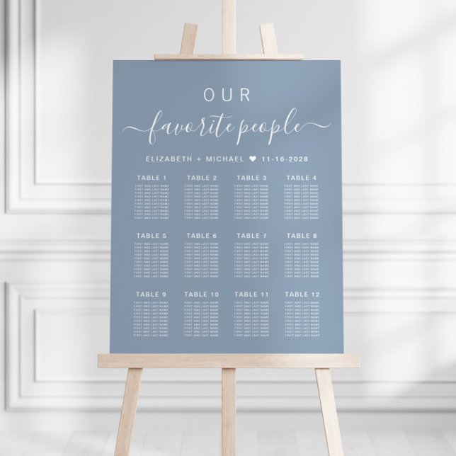 Favorite People 12 Table Wedding Seating Chart Foam Board (Creator Uploaded)