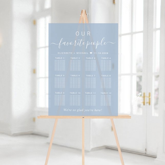 Favorite People 12 Table Wedding Seating Frosted Acrylic Sign (Creator Uploaded)