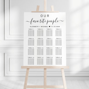 Favorite People 16 Table Wedding Seating Chart Foam Board