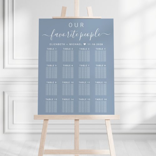 Favorite People 16 Table Wedding Seating Chart Foam Board