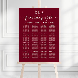 Favorite People 16 Table Wedding Seating Chart Foam Board