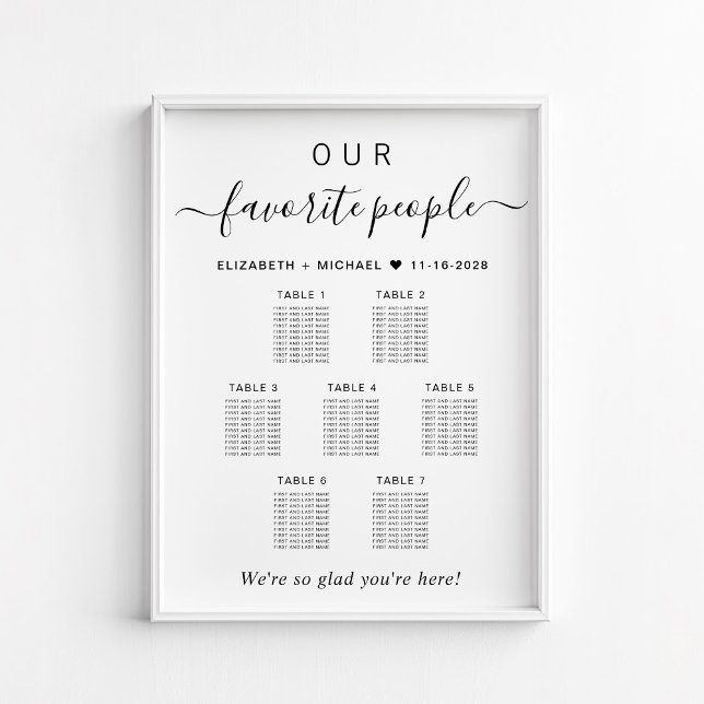 Favorite People 7 Table Wedding Seating Chart (Creator Uploaded)
