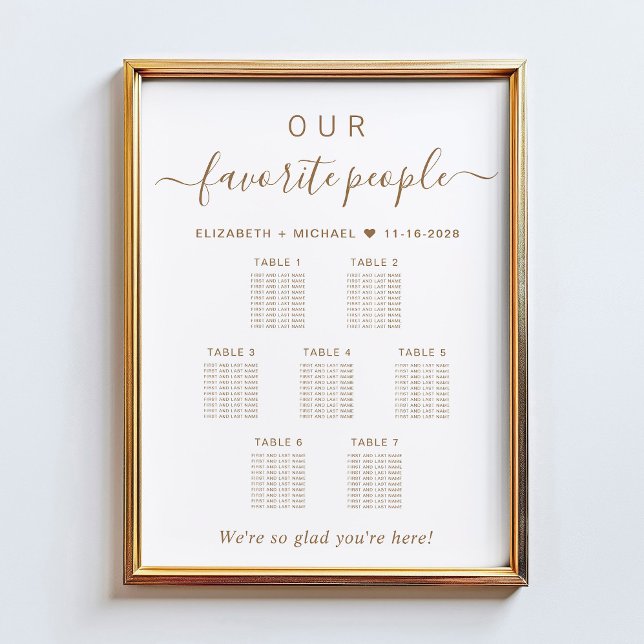 Favorite People 7 Table Wedding Seating Chart (Creator Uploaded)