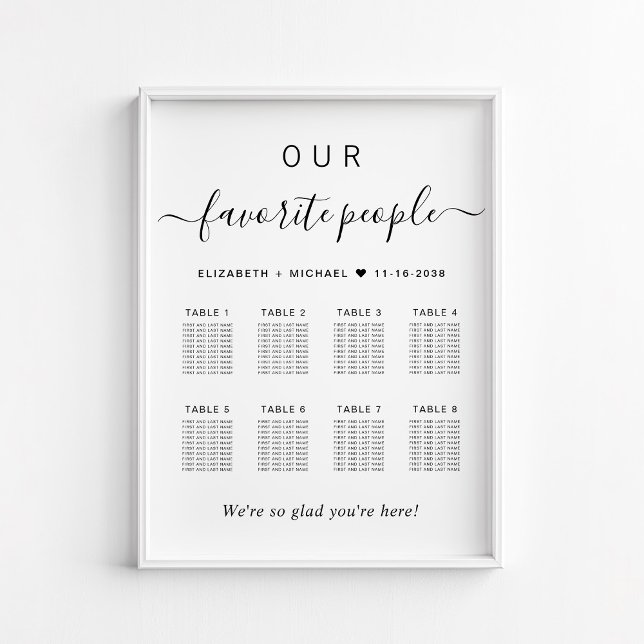 Favorite People 8 Table Wedding Seating Chart (Creator Uploaded)