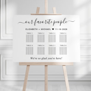 Favorite People 8 Table Wedding Seating Chart Foam Board