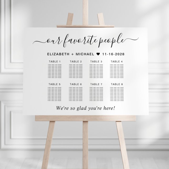 Favorite People 8 Table Wedding Seating Chart Foam Board (Creator Uploaded)