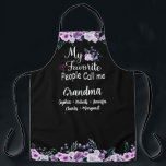 Favorite People Call Me Grandma | Grandkids Name Apron<br><div class="desc">What a delightful and personalized gift! This apron features a beautiful purple floral design, accompanied by the grandkids' names. The apron is perfect for Grandma to wear while cooking up a storm in the kitchen, and the personalized touch will make her feel loved and cherished. making it a treasured keepsake...</div>