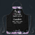 Favorite People Call Me Grandma | Grandkids Name Apron<br><div class="desc">What a delightful and personalized gift! This apron features a beautiful purple floral design, accompanied by the grandkids' names. The apron is perfect for Grandma to wear while cooking up a storm in the kitchen, and the personalized touch will make her feel loved and cherished. making it a treasured keepsake...</div>