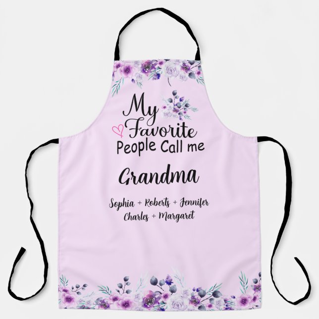 Favorite People Call Me Grandma | Grandkids Name Apron (Front)