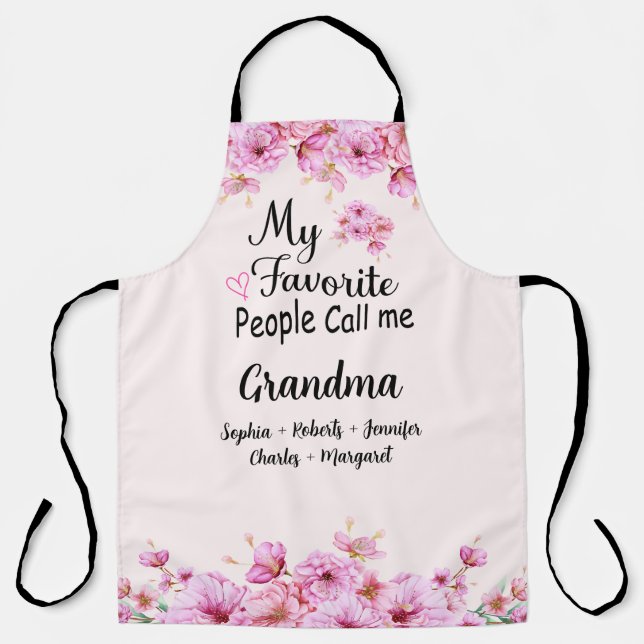 Favorite People Call Me Grandma | Grandkids Name Apron (Front)
