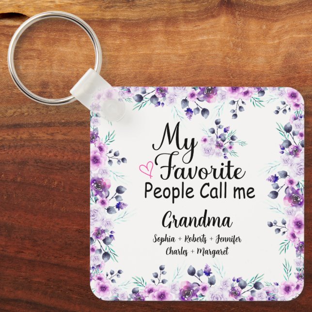 Favorite People Call Me Grandma | Grandkids Name Keychain (Front)