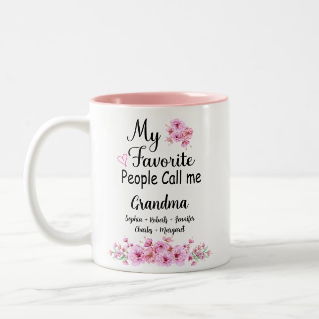 Favorite People Call Me Grandma | Grandkids Name Two-Tone Coffee Mug (Left)
