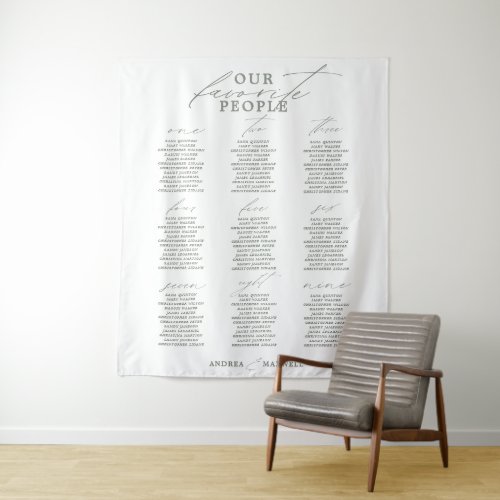 Favorite People Green Sage Wedding Seating Chart Tapestry