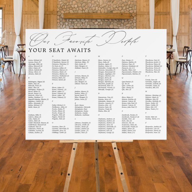 Favorite People Wedding Alphabetic Seating Chart Foam Board (Creator Uploaded)