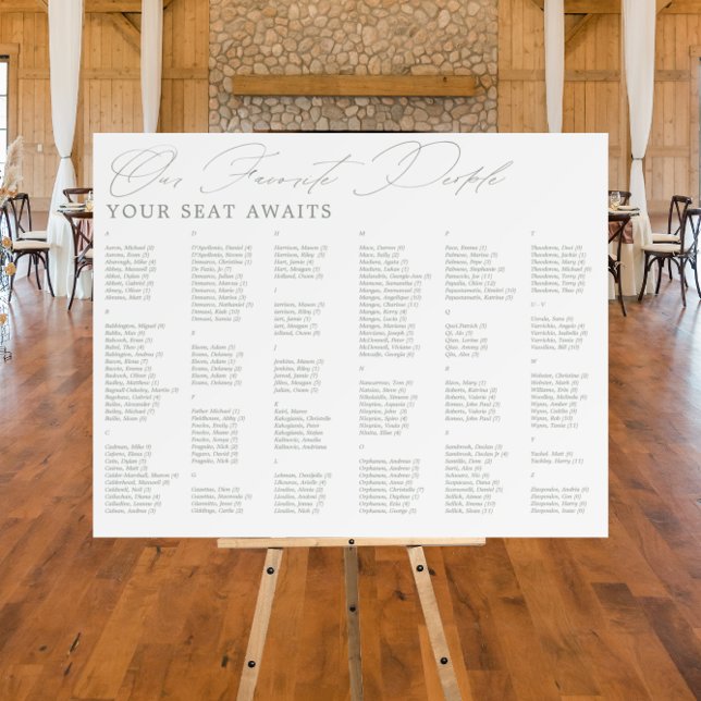 Favorite People Wedding Alphabetic Seating Chart Foam Board (Creator Uploaded)