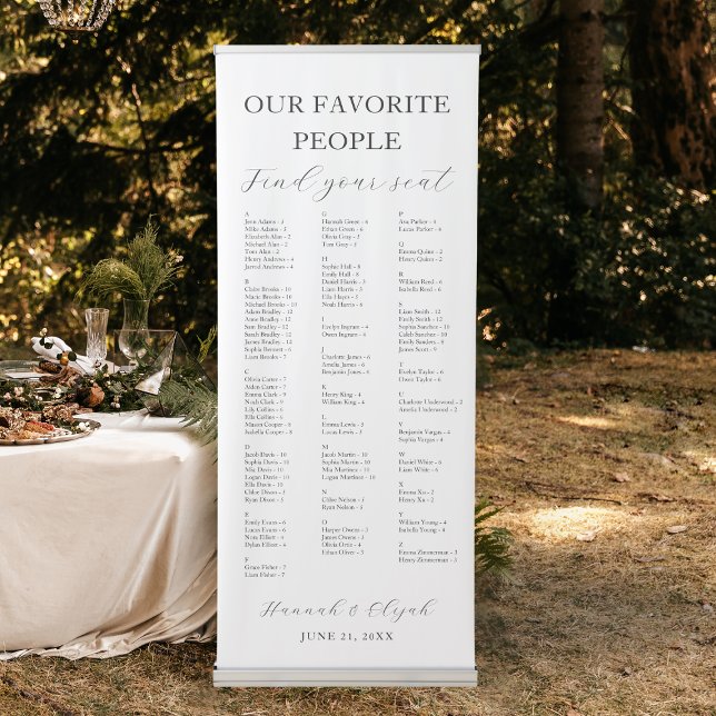 Favorite People Wedding Alphabetical Seating Chart Retractable Banner (Favorite People Wedding Alphabetical Seating Chart Retractable Banner)
