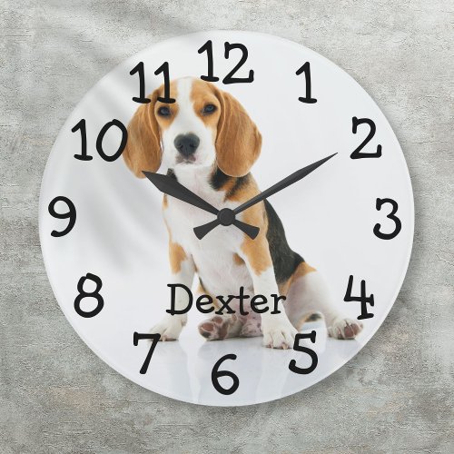 Favorite Pet Dog Cat Photo Name Large Clock