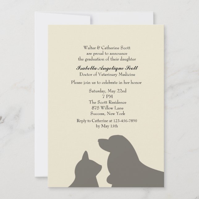 Favorite Pets Veterinary School Graduation Invitation (Front)