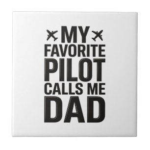 Favorite Pilot Calls Me Dad Vintage Airplane Shirt Ceramic Tile