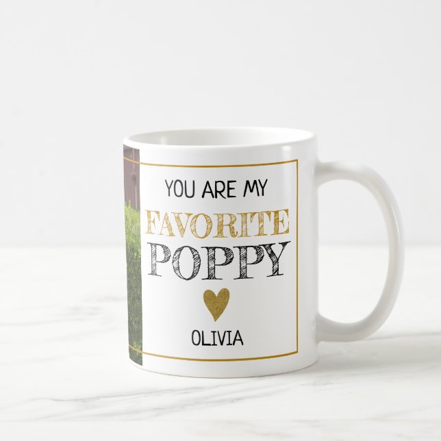 Favorite Poppy Grandpa Grandchild Custom Photo Coffee Mug (Right)