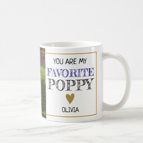 Favorite Poppy Grandpa Grandchild Photo Name Coffee Mug