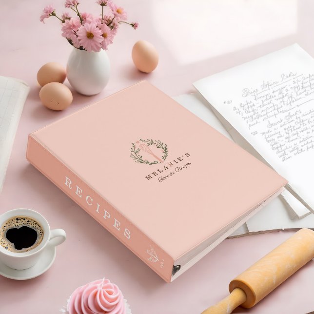 Favorite Recipes Bakers Whisk Laurel Wreath Pink Mini Binder (Favorite Recipes Bakers Whisk Laurel Wreath Pink Mini Binder)