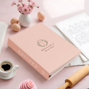 Favorite Recipes Bakers Whisk Laurel Wreath Pink Mini Binder