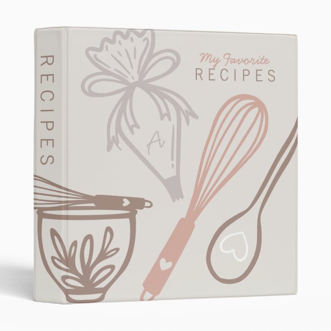 Favorite Recipes Baking & Cooking Utensil Gray 3 Ring Binder (Front/Spine)