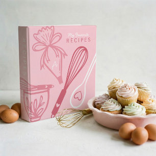 Favorite Recipes Baking & Cooking Utensil Pink 3 Ring Binder